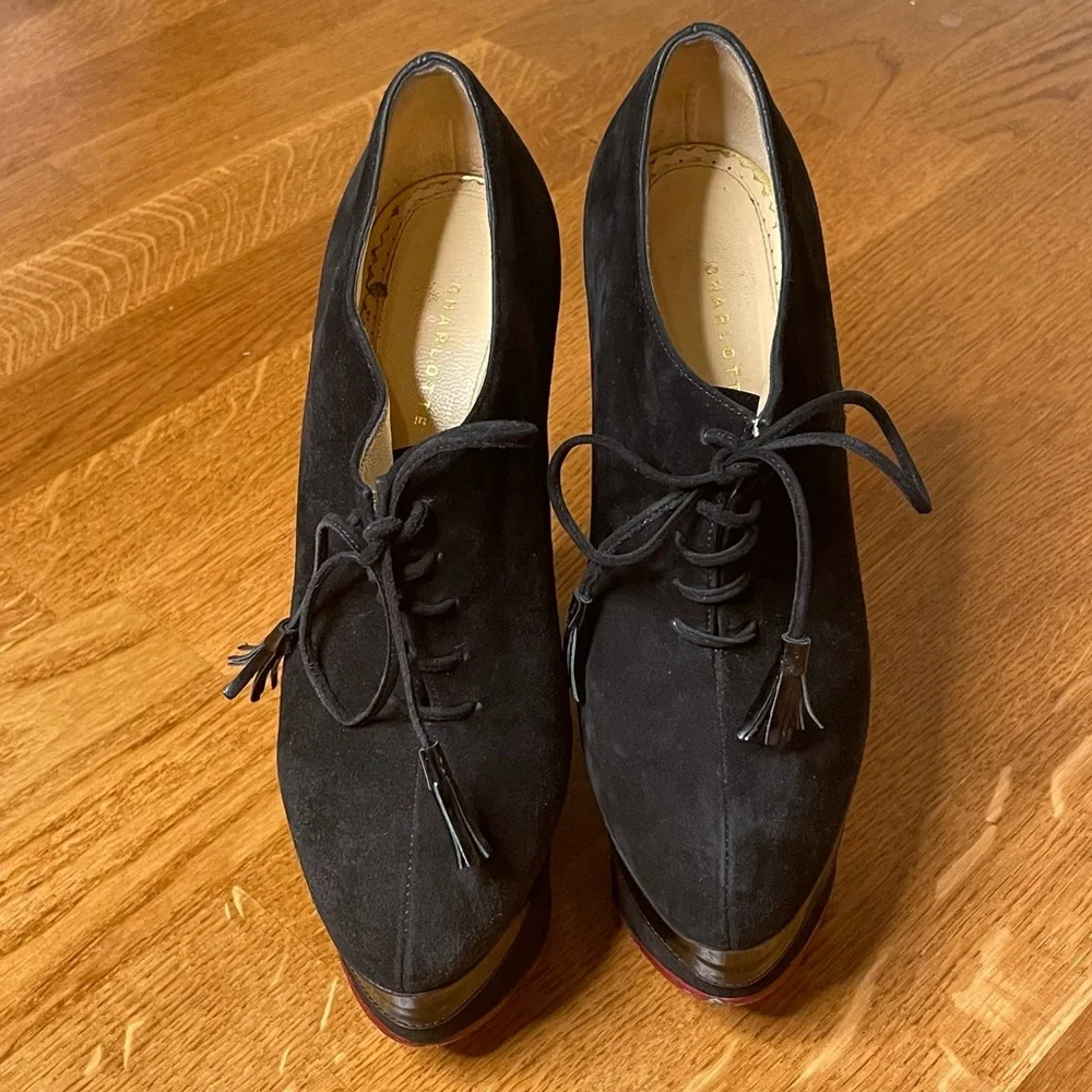 Charlotte Olympia Dark Academia Wednesday Adams Martha Wedge Oxfords
